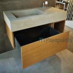 Bathroom furniture set with washbasin 100x45x50 material: Wood composite wall mounted, color: Wood Oak Bathroom furniture sets Bathroom furniture set with washbasin 100x45x50 material: Wood composite wall mounted, color: Wood Oak Bathroom furniture sets