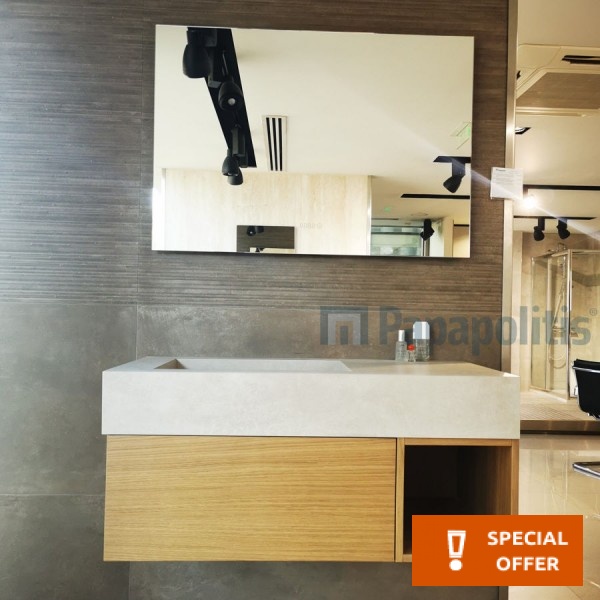 Bathroom furniture set with washbasin 100x45x50 material: Wood composite wall mounted, color: Wood Oak Bathroom furniture sets Bathroom furniture set with washbasin 100x45x50 material: Wood composite wall mounted, color: Wood Oak Bathroom furniture sets