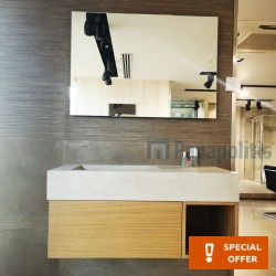 Έπιπλο μπάνιου κομπλέ με νιπτήρα, 100x45x50 από ξύλο συνθετικό επίτοιχου τύπου rovere oak 448 με νιπτηροπάγκο & καθρέπτη, χρώμα: Ξύλο Δρυς Έπιπλα μπάνιου κομπλέ