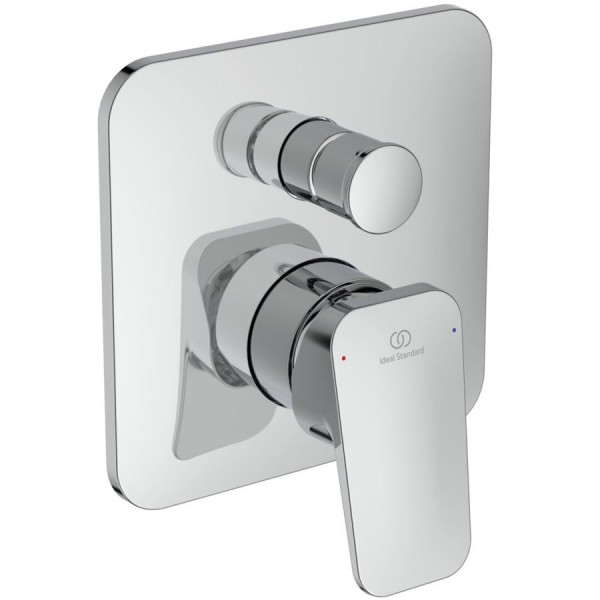 Shower tap Wall-mounted concealed - complete set 2 way material: Brass mixer With plate without hand shower, hose and holder, color: Chrome surface: Glossy Wall-mounted - external part
