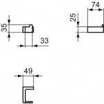 Hook Flat wall mounted material: Brass single Squared, magnetic grey, color: Grey surface: Brushed Hooks