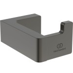 Hook Flat wall mounted material: Brass single Squared, magnetic grey, color: Grey surface: Brushed Hooks