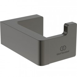 Hook Flat wall mounted material: Brass single Squared, magnetic grey, color: Grey surface: Brushed Hooks