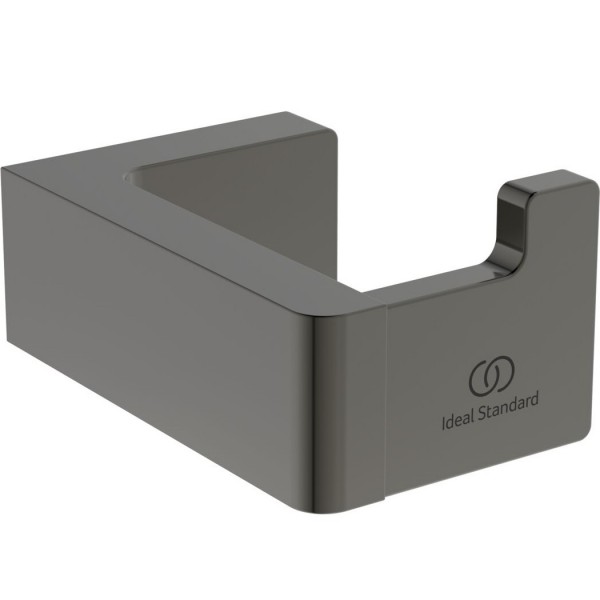 Hook Flat wall mounted material: Brass single Squared, magnetic grey, color: Grey surface: Brushed Hooks
