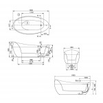 Bathtub Free standing/ Built-in 190x95x83 material: Quaryl surface: Matt, color: White Stone White no grab bars Free standing/ Built-in