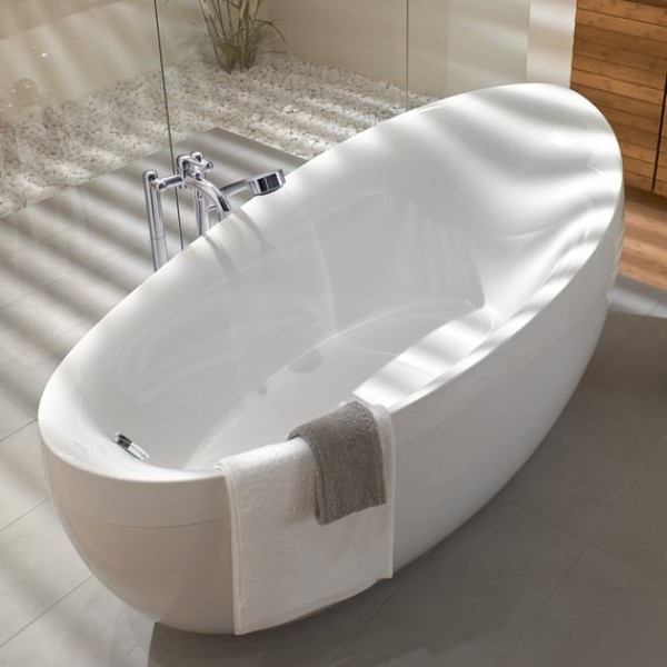 Bathtub Free standing/ Built-in 190x95x83 material: Quaryl surface: Matt, color: White Stone White no grab bars Free standing/ Built-in