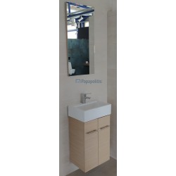 Bathroom furniture set with washbasin 43x35x60 material: Wood composite wall mounted & Mirror, Rovere, color: Beech wood