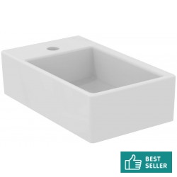 Νιπτήρας επίτοιχος 45x27x13 με 1 γούρνα με οπή αριστερά χωρίς κολώνα / χωρίς υπερχείλιση από πορσελάνη, χρώμα: Λευκό επιφάνεια: Γυαλιστερή Επίτοιχοι