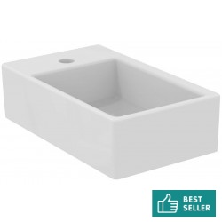 Washbasin Wall-mounted 45x27x13 no pedestal / Without overflow With 1 bowl With hole on the left material: Porcelain, color: White surface: Glossy Wall-mounted
