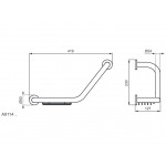 Λαβή επίτοιχη 42cm από ορείχαλκο με γωνία, με σαπουνοθήκη, χρώμα: Χρωμέ επιφάνεια: Γυαλιστερή Λαβές μπάνιου
