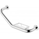 Λαβή επίτοιχη 42cm από ορείχαλκο με γωνία, με σαπουνοθήκη, χρώμα: Χρωμέ επιφάνεια: Γυαλιστερή Λαβές μπάνιου