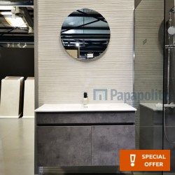 Bathroom furniture set with washbasin 99x55x45 material: Wood composite wall mounted, color: Grey Bathroom furniture sets