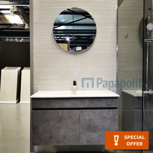 Bathroom furniture set with washbasin 99x55x45 material: Wood composite wall mounted, color: Grey Bathroom furniture sets Bathroom furniture set with washbasin 99x55x45 material: Wood composite wall mounted, color: Grey Bathroom furniture sets