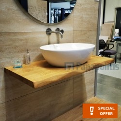 Πάγκος μπάνιου 100x47x4,5 από ξύλο επιφάνεια: Ματ & στηρίγματα, ακανόνιστο, χρώμα: Ξύλο Δρυς Πάγκοι μπάνιου