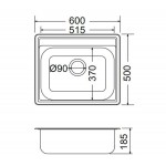 Sink Stainless (Steel) 60x50 material: Inox surface: Matt free nested 1 bowl, color: Chrome Stainless steel Sink Stainless (Steel) 60x50 material: Inox surface: Matt free nested 1 bowl, color: Chrome Stainless steel