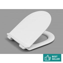 Toilet-seat soft closing, style: Sandwich quick release, Slim, color: White Toilet seats & covers