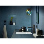 Μπαταρία νιπτήρος επικαθήμενη αναμεικτική από ορείχαλκο με βαλβίδα push-open  110, brushed black chrome, χρώμα: Γκρι Σκούρο επιφάνεια: Βουρτσισμένη Επικαθήμενες