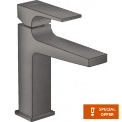 Μπαταρία νιπτήρος επικαθήμενη αναμεικτική από ορείχαλκο με βαλβίδα push-open  110, brushed black chrome, χρώμα: Γκρι Σκούρο επιφάνεια: Βουρτσισμένη Επικαθήμενες