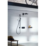 Shower tap Wall-mounted external part 3 way material: Brass thermostatic With plate with separate exits without hand shower, hose and holder, color: Black surface: Matt Shower tap Wall-mounted external part 3 way material: Brass thermostatic With plate with separate exits without hand shower, hose and holder, color: Black surface: Matt Wall-mounted - external part