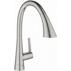 Kitchen tap Deck-mounted material: Brass with shower, color: Chrome surface: Brushed