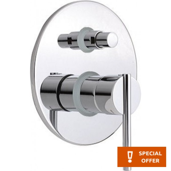 Shower tap Wall-mounted concealed - complete set 2 way material: Brass mixer With plate without hand shower, hose and holder, color: Chrome surface: Glossy Wall-mounted - external part Shower tap Wall-mounted concealed - complete set 2 way material: Brass mixer With plate without hand shower, hose and holder, color: Chrome surface: Glossy Wall-mounted - external part