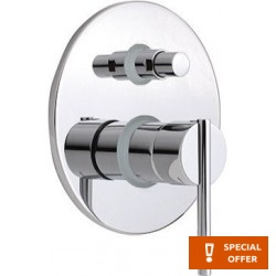 Shower tap Wall-mounted concealed - complete set 2 way material: Brass mixer With plate without hand shower, hose and holder, color: Chrome surface: Glossy Wall-mounted - external part