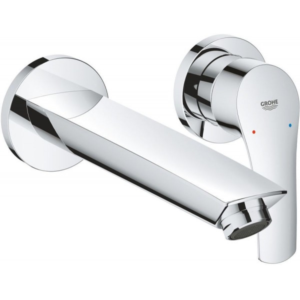 Wash basin tap Wall-mounted - external part 2 holes mixer Without waste, color: Chrome material: Brass surface: Glossy Wall-mounted - external part Wash basin tap Wall-mounted - external part 2 holes mixer Without waste, color: Chrome material: Brass surface: Glossy Wall-mounted - external part