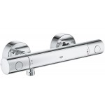 Shower tap Wall-mounted exposed material: Brass thermostatic without hand shower, hose and holder, color: Chrome surface: Glossy Wall-mouned exposed