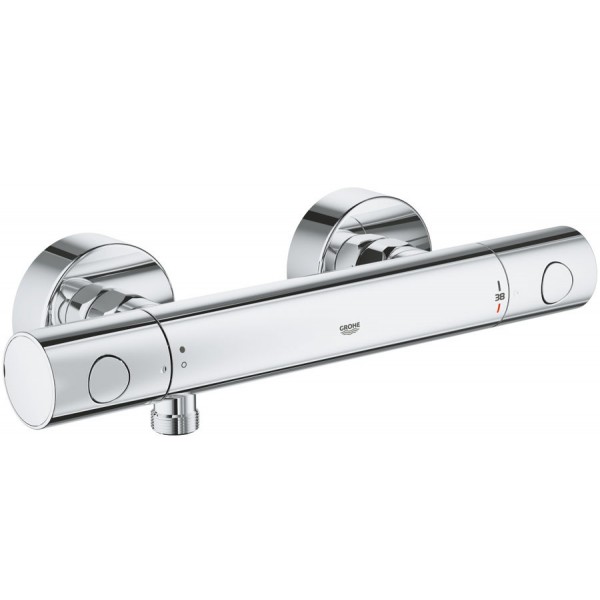 Shower tap Wall-mounted exposed material: Brass thermostatic without hand shower, hose and holder, color: Chrome surface: Glossy Wall-mouned exposed