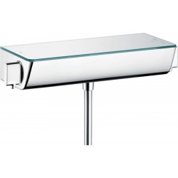 Shower tap Wall-mounted exposed material: Brass thermostatic with shelf without hand shower, hose and holder, color: Chrome surface: Glossy Wall-mouned exposed
