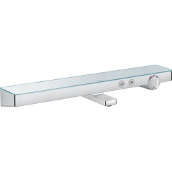 Bathtub tap Wall-mounted exposed material: Brass without hand shower, hose and holder thermostatic with shelf, color: Chrome surface: Glossy Wall-mouned exposed