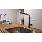 Kitchen tap Deck-mounted material: Brass, color: Chrome surface: Glossy