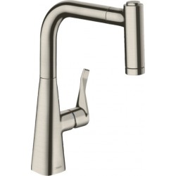 Kitchen tap Deck-mounted material: Brass with shower, color: Chrome surface: Brushed Deck-mounted