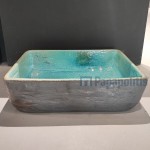 Νιπτήρας ελευθέρας τοποθέτησης 50x38x13 από κεραμικό χωρίς οπή  χωρίς υπερχείλιση, χρώμα: Πράσινο επιφάνεια: Γυαλιστερή Ελευθέρας τοποθέτησης