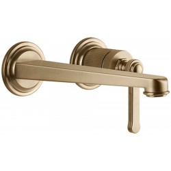 Wash basin tap Wall-mounted - external part 2 holes mixer Without waste, color: Bronze 20,1cm, Warm bronze brushed PVD material: Brass surface: Brushed