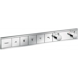 Shower tap Wall-mounted external part 5 way material: Brass thermostatic With plate with separate exits without hand shower, hose and holder, color: Chrome surface: Glossy Wall-mounted - external part