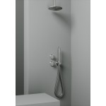 Shower tap Wall-mounted external part 2 way 3 holes material: Inox mixer with hand shower, hose and holder AISI 316, color: Chrome surface: Brushed Wall-mounted - external part
