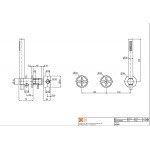 Shower tap Wall-mounted external part 2 way 3 holes material: Inox mixer with hand shower, hose and holder AISI 316, color: Chrome surface: Brushed Wall-mounted - external part