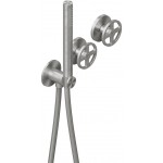 Shower tap Wall-mounted external part 2 way 3 holes material: Inox mixer with hand shower, hose and holder AISI 316, color: Chrome surface: Brushed Wall-mounted - external part