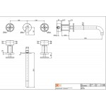 Wash basin tap Wall-mounted - external part 3 holes dual-level Without waste, color: Chrome AISI 316 material: Inox surface: Brushed Wall-mounted - external part