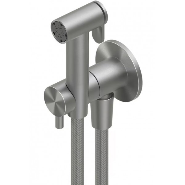 Bidet system Fixed temperature hygienic jet, AISI 316 material: Inox, color: Chrome surface: Brushed Exposed bidet hand shower systems Bidet system Fixed temperature hygienic jet, AISI 316 material: Inox, color: Chrome surface: Brushed Exposed bidet hand shower systems