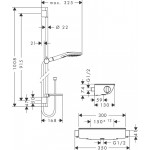 Shower tap Wall-mounted exposed material: Brass thermostatic with hand shower, hose and slider rail with shelf, color: Chrome surface: Glossy Wall-mouned exposed