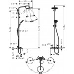 Bathtub tap with showerpipe and overhead shower Wall-mounted material: Brass thermostatic, color: Chrome surface: Glossy Wall-mounted exposed with showerpipe and overhead shower