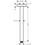 Arm 30cm S Ceiling-mounted material: Brass, color: Black surface: Matt Shower arms