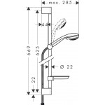 Shower slider rail 65cm material: Brass Vario with hand shower, hose & soap holder, color: Chrome surface: Glossy Shower slider rails