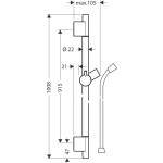 Shower slider rail 90cm material: Brass S Puro Isiflex160cm with hose, color: Chrome surface: Glossy Shower slider rails