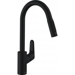 Kitchen tap Deck-mounted material: Brass with shower, color: Black surface: Matt Deck-mounted
