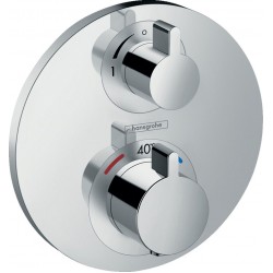 Shower tap Wall-mounted external part 1 way material: Brass thermostatic With plate without hand shower, hose and holder, color: Chrome surface: Glossy Wall-mounted - external part