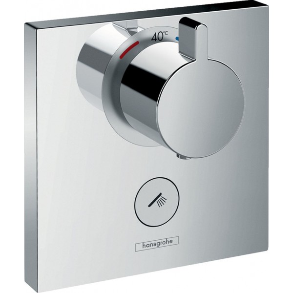 Shower tap Wall-mounted external part 1 way material: ABS thermostatic With plate with separate exits without hand shower, hose and holder HighFlow Start/Stop, color: Chrome surface: Glossy Wall-mounted - external part
