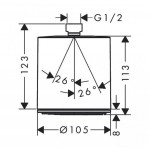 Κεφαλή ντους επίτοιχος τύπος 10,5x10,5 από ορείχαλκο 1 ροής EcoSmart+, 105, χρώμα: Χρωμέ επιφάνεια: Γυαλιστερή Κεφαλές ντους